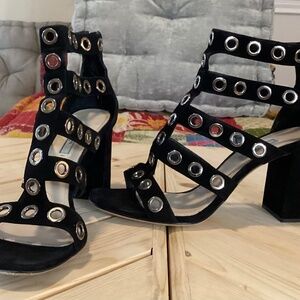 Prada Gladiator Grommet Block Heels